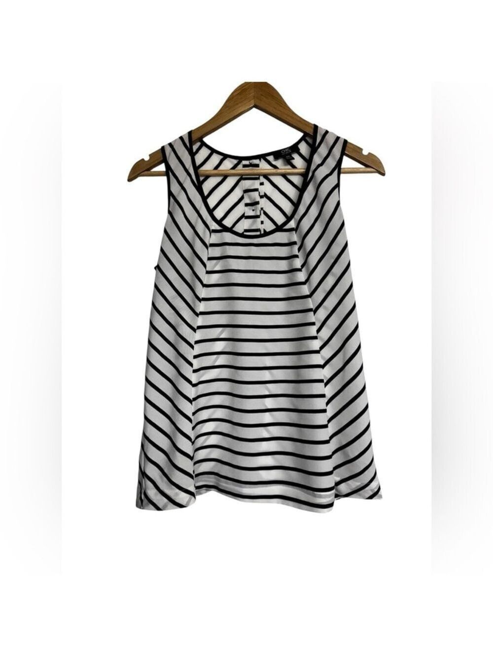 CHIC Paris by Jacob Striped Sleeveless Blouse Black White P/S